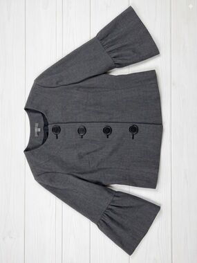 Apt. 9 Gray Collarless Blazer 10 EUC Large Button Bell Sleeve Office Chic Jacket